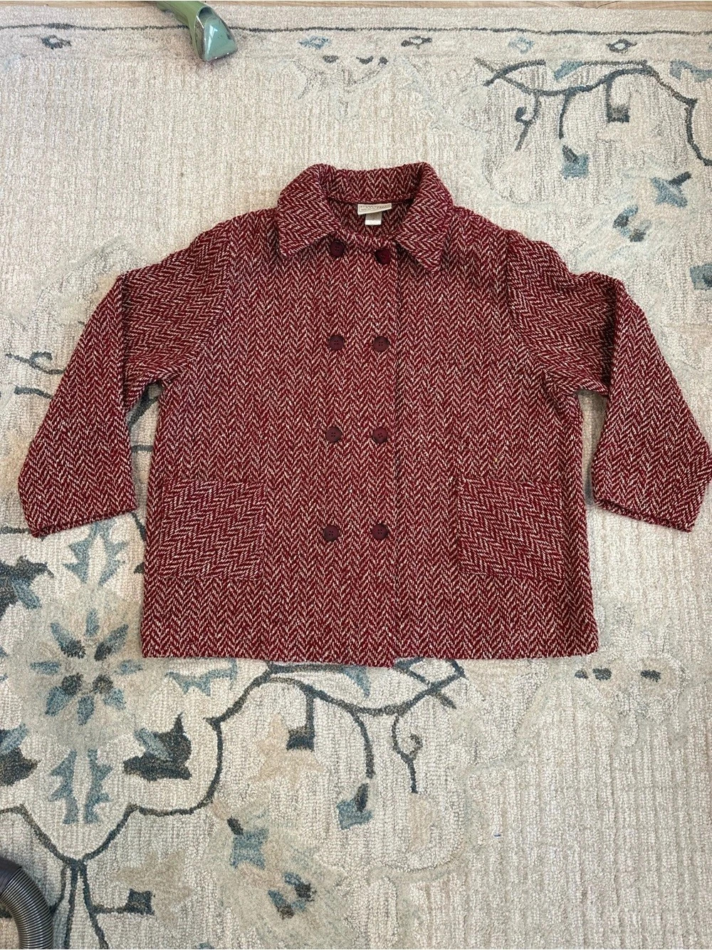 Boyne Valley Weavers Herringbone Irish Pea Coat Wool Alpaca Angora Red 2X